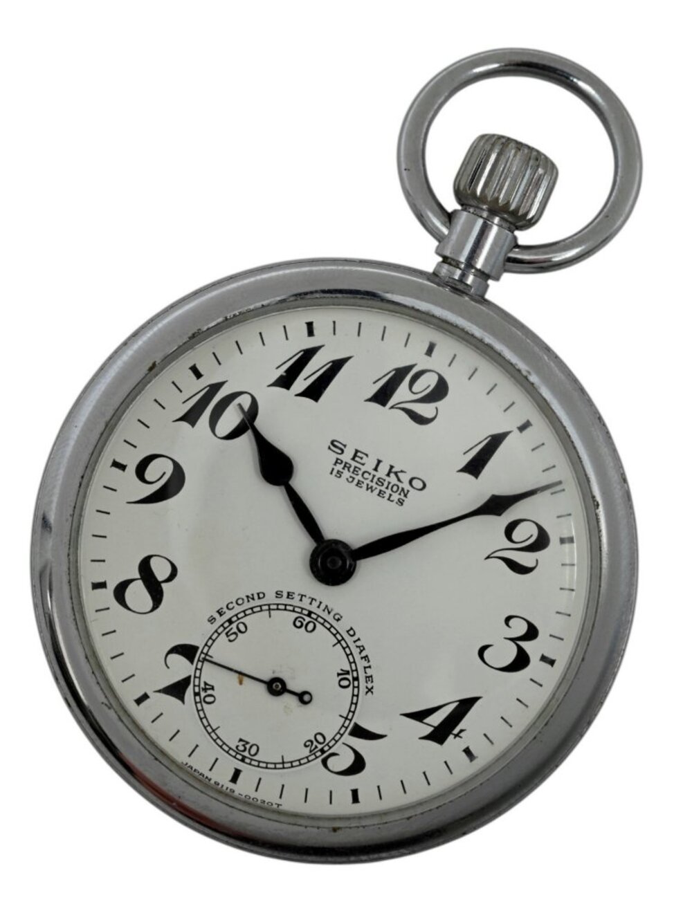 Vintage Seiko Precision Pocket Watch Stainless Steel Grade 9119A Ref: 91-0020!